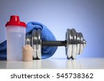 dumbbell and whey protein... | Shutterstock . vector #545738362