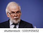 Small photo of Brussels, Belgium. 7th March 2019. Phil HOGAN, EU Commissioner and Tom ARNOLD, Chairman of the Taskforce gives a press conference on the handing of the Rural Africa Taskforce Report and Recommendation