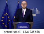 Small photo of Brussels, Belgium. 7th March 2019. Phil HOGAN, EU Commissioner and Tom ARNOLD, Chairman of the Taskforce gives a press conference on the handing of the Rural Africa Taskforce Report and Recommendation