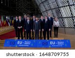 Small photo of Brussels, Belgium. 16th February 2020. EU leaders and the leaders of the Western Balkans nations poses for a family picture following an informal summit at the EC headquarters.