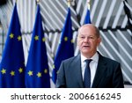Small photo of Finance Minister of Germany Olaf Scholz during a meeting of Eurogroup Finance Ministers, at the European Council in Brussels, Belgium, 12 July 2021.