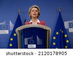 Small photo of European Commission President Ursula von der Leyen speaks during a news conference on the Chips Act at EU headquarters in Brussels, Belgium, February 8, 2022.