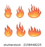 set of orange fire flame icon.... | Shutterstock .eps vector #2158448225