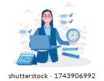 woman with computer fills... | Shutterstock .eps vector #1743906992