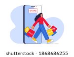 online shopping in a phone app. ... | Shutterstock .eps vector #1868686255