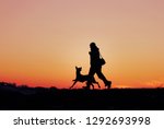 Silhouette Of A Man And Dog...