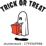 halloween ghost holding a paper ... | Shutterstock .eps vector #1795569988