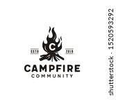 bonfire camp fire flame vintage ... | Shutterstock .eps vector #1520593292