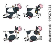Cute Cartoon Cow Jumps. Set