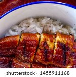 Small photo of unary don, white rice topped with grilled eel