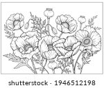 coloring page with poppies and... | Shutterstock .eps vector #1946512198