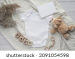 Baby Bodysuit And Card Mockup...