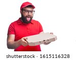 man with a beard holds a box of ... | Shutterstock . vector #1615116328