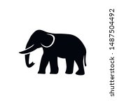 elephant silhouette icon. flat... | Shutterstock .eps vector #1487504492