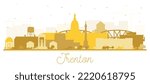 Trenton New Jersey City Skyline Silhouette with Golden Buildings Isolated on White. Vector Illustration. Trenton is the Capital of the US State of New Jersey. Cityscape with Landmarks.