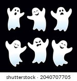 six flying ghosts for halloween ... | Shutterstock .eps vector #2040707705