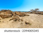 Small photo of The ruins of the ancient 3rd Century BC fortified port city of Sumhuram, an import harbor for frankincense trade, at Khor Rori, or Khawr Rawri lagoon in the Dhofar region of Oman.