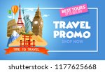 travel agency promo banner with ... | Shutterstock .eps vector #1177625668