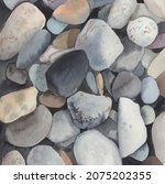 Watercolor Sea Pebbles And...