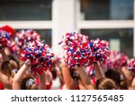 American Cheerleader, Red White and Blue Pom Poms Fourth of July