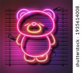 cute bear neon banner.  baby... | Shutterstock . vector #1935614008