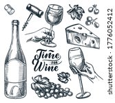 Time For Wine Vector Hand Drawn ...