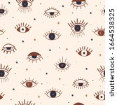hand drawn eyes mystical... | Shutterstock .eps vector #1664538325