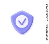 shield check mark icon. 3d... | Shutterstock .eps vector #2002110965