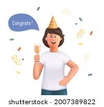 young woman jane celebrating... | Shutterstock .eps vector #2007389822