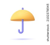 Yellow Umbrella. 3d Vector Icon....