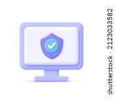 laptop computer with security... | Shutterstock .eps vector #2123033582