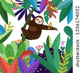 cute  sloth having fun in... | Shutterstock .eps vector #1336174052