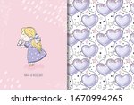 little girl in beautiful violet ... | Shutterstock .eps vector #1670994265