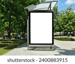 Bus stop with blank white...