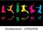 6 colorful jump silhouettes ... | Shutterstock . vector #19502956