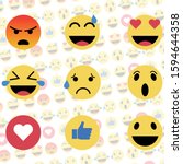 emoji reactions. flat design.... | Shutterstock .eps vector #1594644358