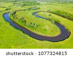 Top View Of A Winding River In...