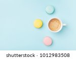 Coffee Cup And Colorful Macaron ...
