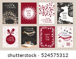 set of christmas cards with... | Shutterstock .eps vector #524575312