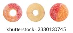 Small photo of sweets peach ring gummy candies on the white background.