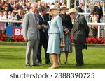 Small photo of DONCASTER RACECOURSE, SOUTH YORKSHIRE, UK : 16 September 2023 : His Majesty King Charles and Her Majesty Queen Camilla at Doncaster Racecourse on St Leger day
