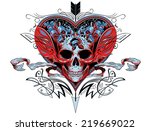 skull in a red heart graphic... | Shutterstock .eps vector #219669022