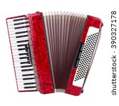 Old red accordion isolated on a ...