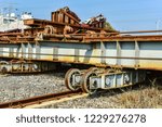 Small photo of A shipyard used to tow mechanical equipment and track that need to be repaired for ships going ashore - September 1, 2018 in luannan county, tangshan city, hebei province, China