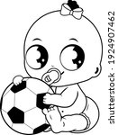 Baby Girl Holding A Soccer Ball....