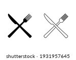 spoon and fork icon set. spoon  ... | Shutterstock .eps vector #1931957645