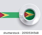 guyana flag with a tasty coffee ... | Shutterstock .eps vector #2050534568