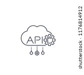 Cloud API, software integration line icon