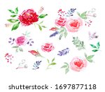 watercolor floral set. colorful ... | Shutterstock . vector #1697877118