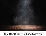 Empty Wooden Table With Smoke...